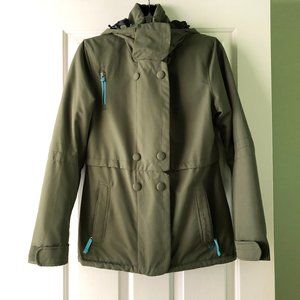 Green Obermeyer Winter Coat w Hood Ski Sz 4